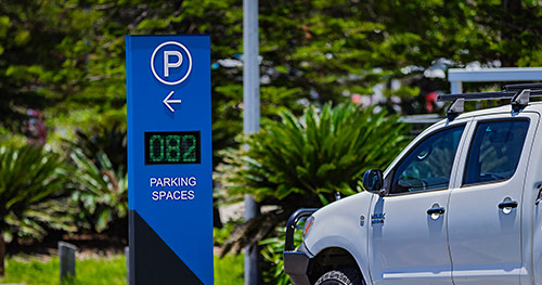 A vehicle passing by the automatic & wireless Vehicle Counting and Detection System installed by TPS.